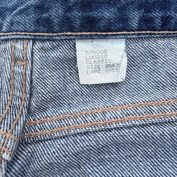 Lucchese Jeans 35x30 Straight Fit Med Wash Blue Denim Western Workwear Utility - Picture 7 of 10